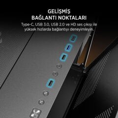 James Donkey Stark S800 4xARGB Temperli Cam ATX Siyah Gaming (Oyuncu) Kasa