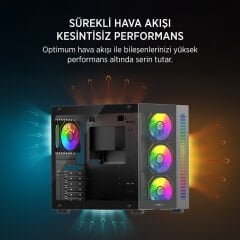 James Donkey Stark S800 4xARGB Temperli Cam ATX Siyah Gaming (Oyuncu) Kasa