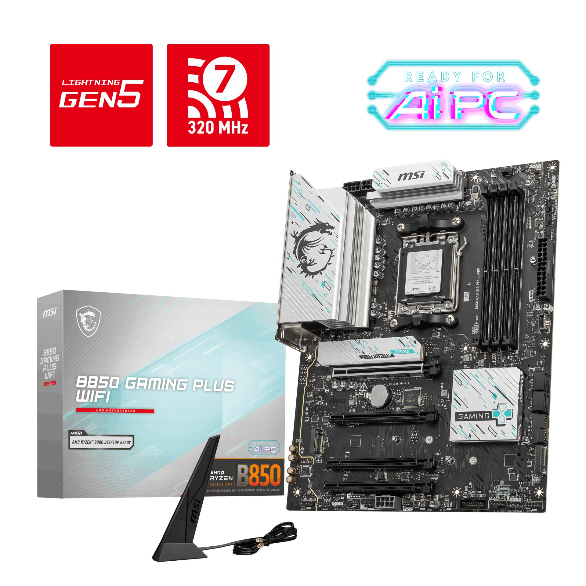 MSI B850 GAMING PLUS WIFI AM5 DDR5 8200MHZ(OC) DP 3x M.2 USB 10Gbs 5G LAN WI-FI 7 ATX