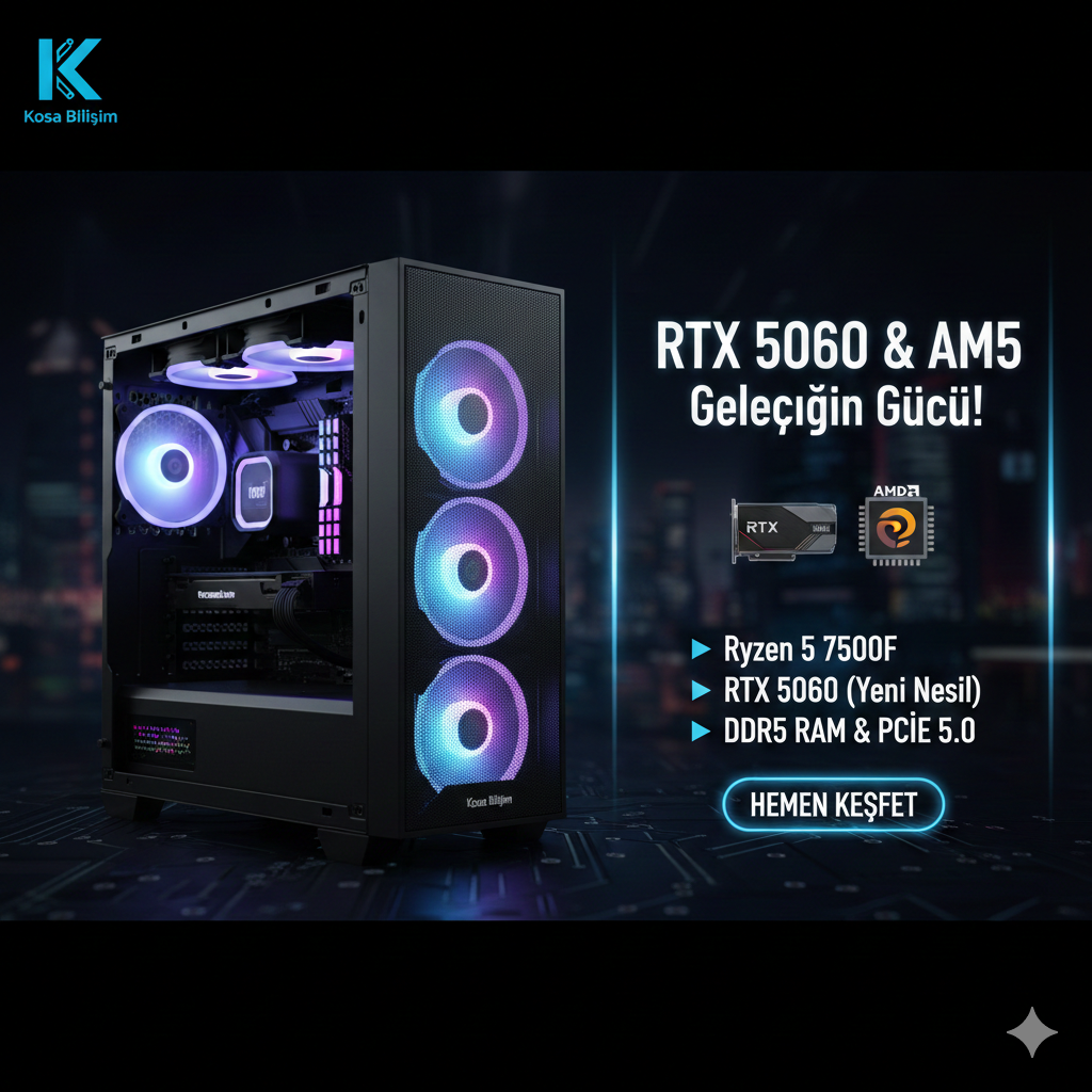 Kosa Bilişim - RTX 5060 & AM5 DDR5 Geleceğe Hazır Gaming Kasa